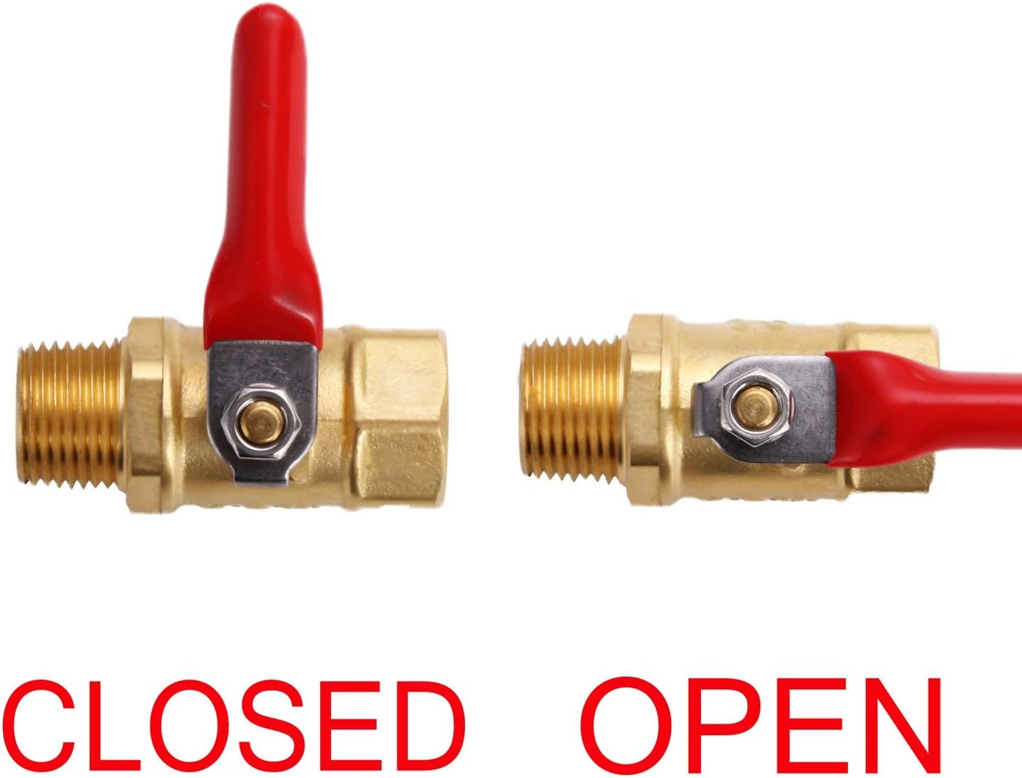 Litorange 4 PCS Lead-Free Brass Mini Ball Valve Shut Off Switch 1/4" NPT Male x 1/4 INCH NPT Female Pipe Fittings Rated to 600WOG For Water Air Compressor Fitting Etc