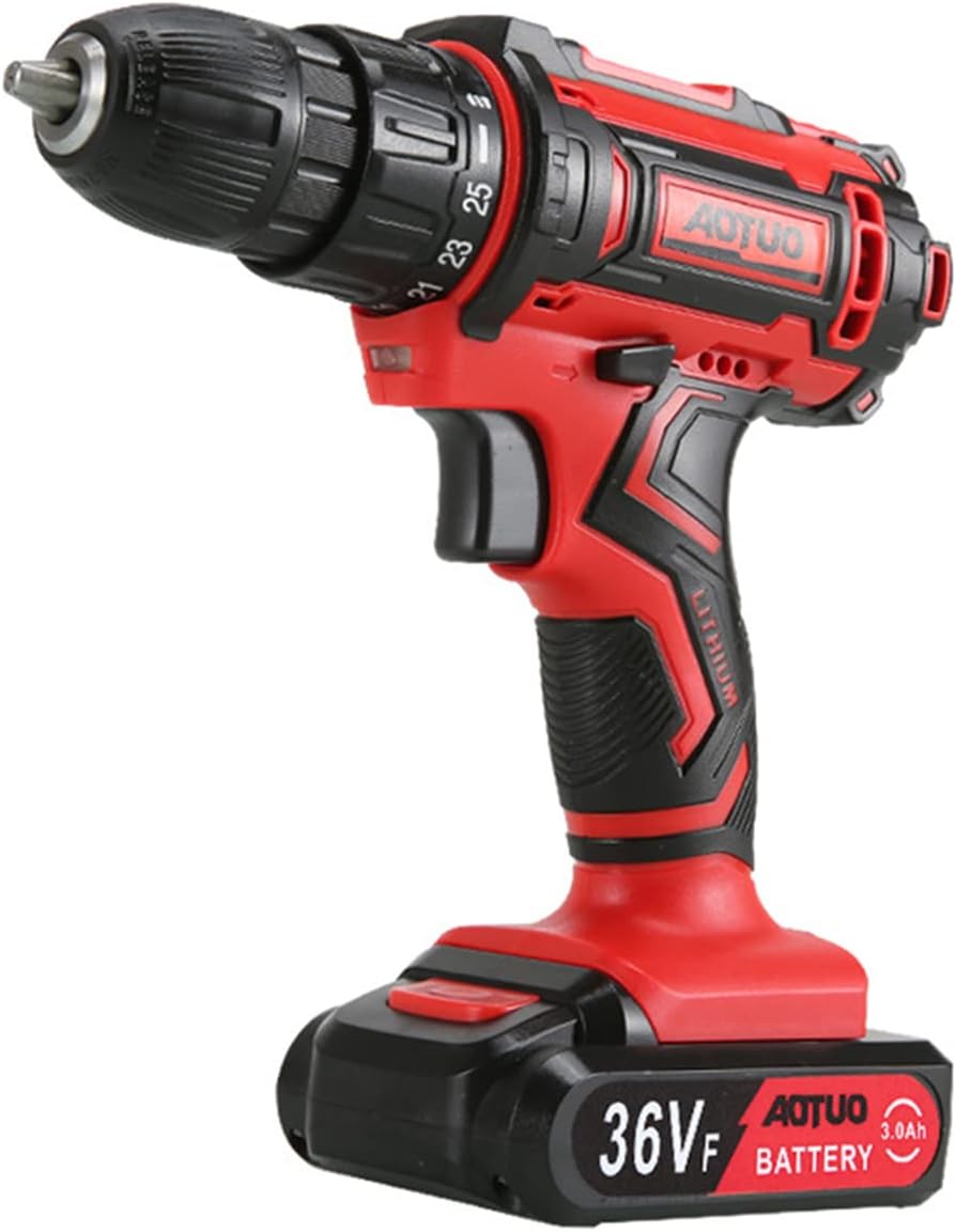 ECVV 36V Cordless Drill Driver Kit with 3.0Ah Lithium Battery and Charger 2-Variable Speed Electric Power Drill Impact Drill Power Tool Combo Kit