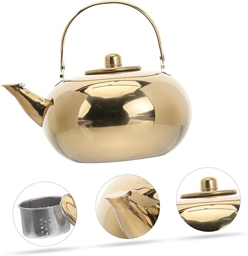 Miniatura 6 de Tetera de acero inoxidable con colador, tetera pequeña y pequeña de metal para acampar, hervidor de agua hirviendo, tetera superior