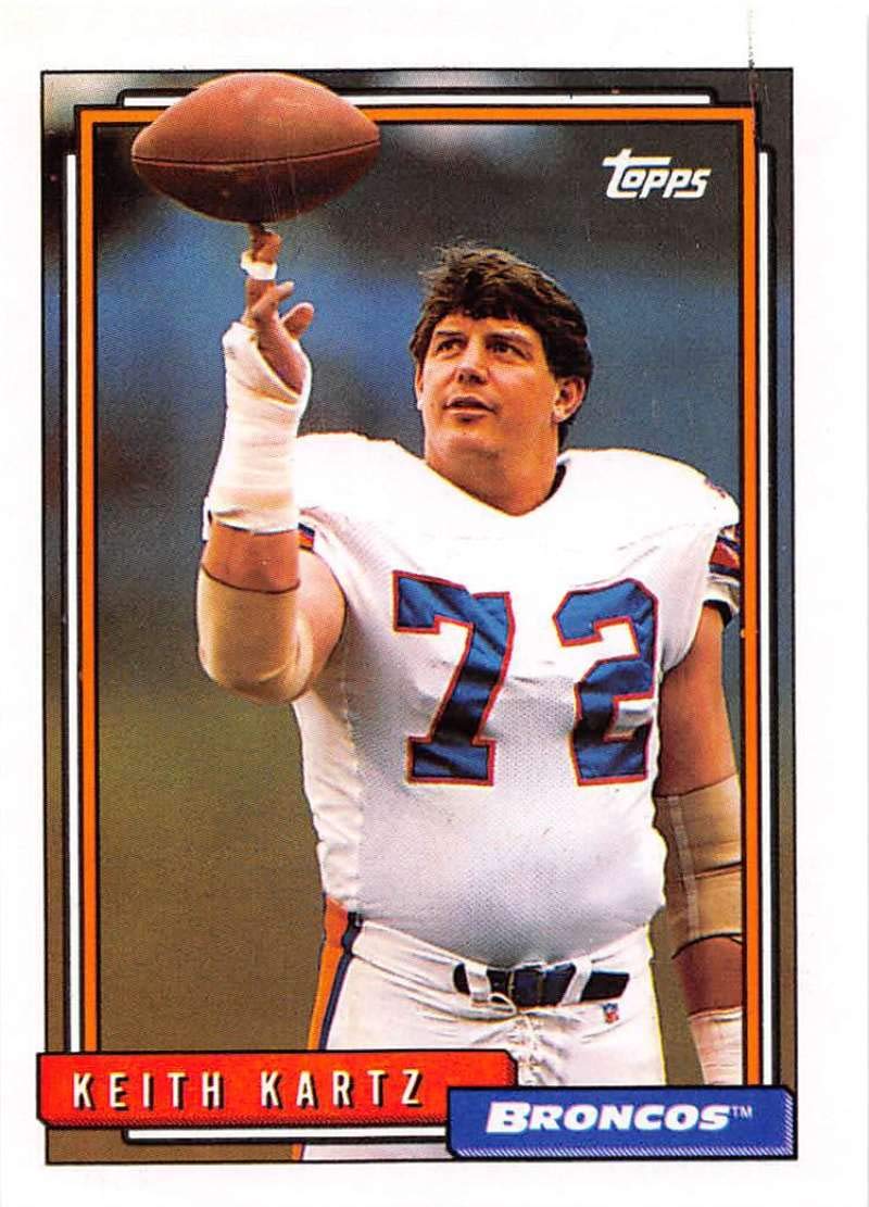 1992 Topps Series 2 Football #619 Keith Kartz Denver Broncos Official NFL Trading Card Sharp Corners Guaranteed