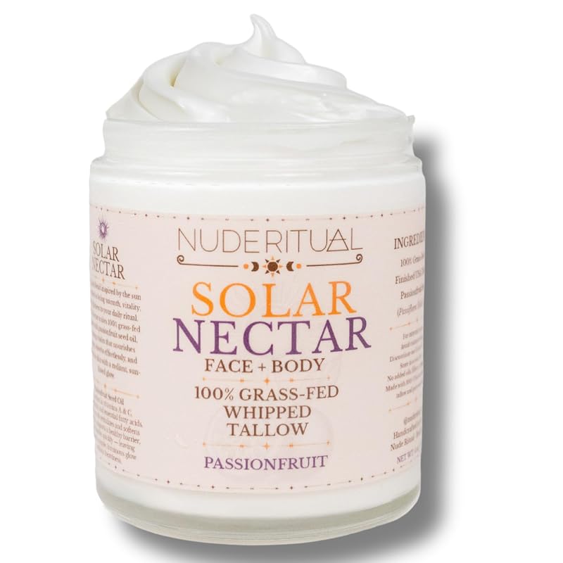 Manteiga corporal batida com sebo bovino alimentado com pasto Nude Ritual, Solar Nectar – Passionfruit, 113 g
