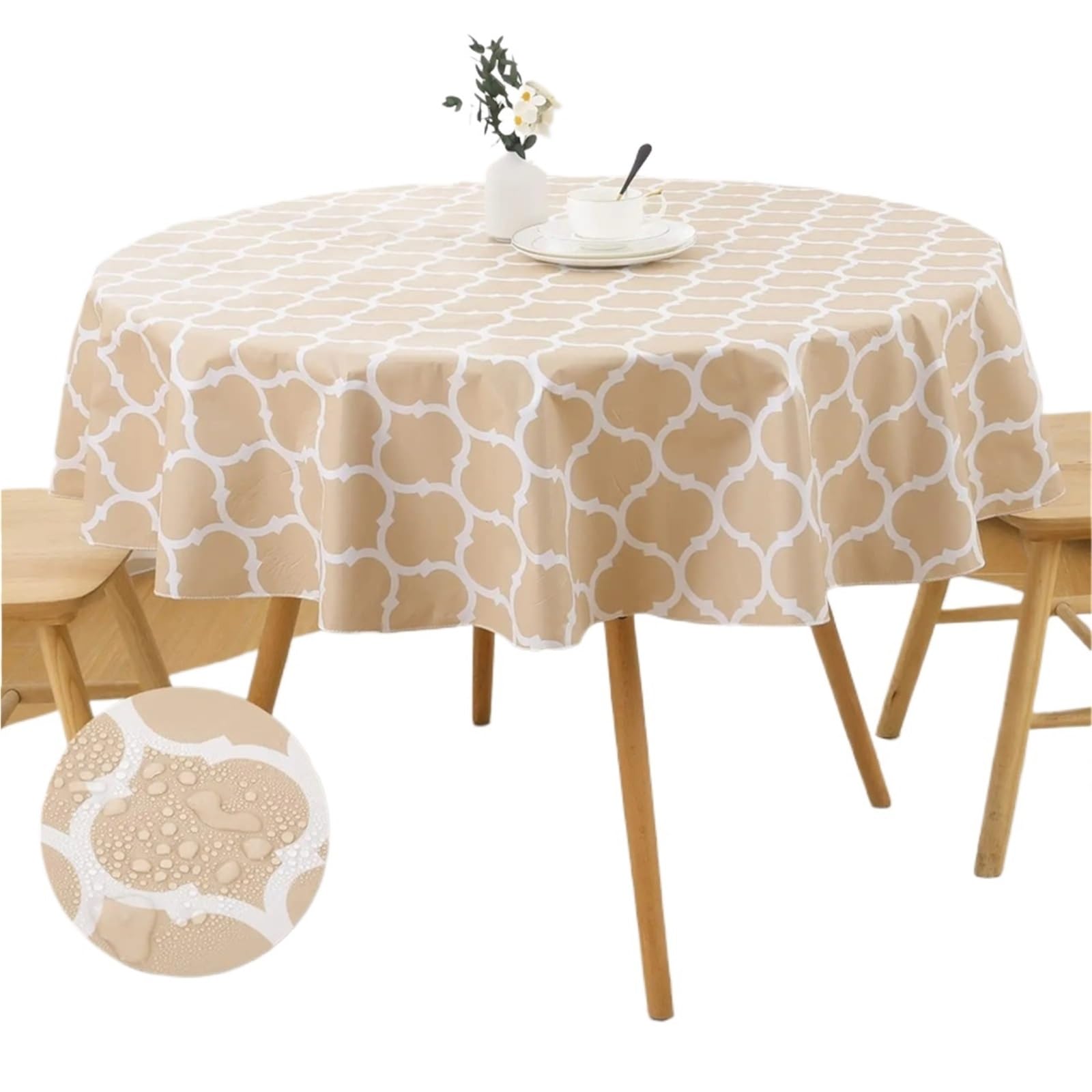 FOAAXSG Tablecloth Round Tablecloth, Waterproof Heat Resistant Table Cover for Wedding Kitchen Dining Desk Washable(Color9,(152X152cm) Round)