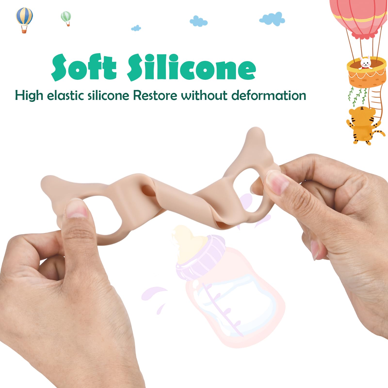 2 Pezzi Manico per Biberon, Maniglia per Biberon in Silicone, Manici Biberon a Collo Largo, Facile Installazione Bambini Manici per Bottiglie, Impugnatura Biberon per Bambini con Design a Presa