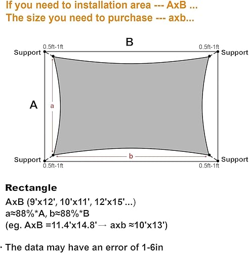Miniatura 6 de COOLBOYS Toldo parasol rectangular de 16 x 20 pies, para exteriores, con bloqueo UV, para patio, césped, jardín, cochera, terraza, pérgola