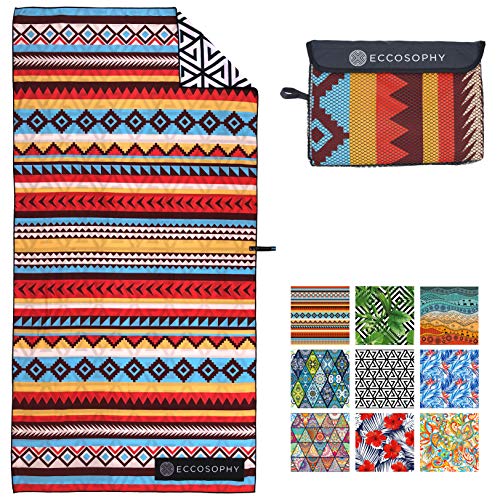 ECCOSOPHY Microfiber Beach Towel - Quick Dry Pool Towels 71x35 inches Oversized Travel