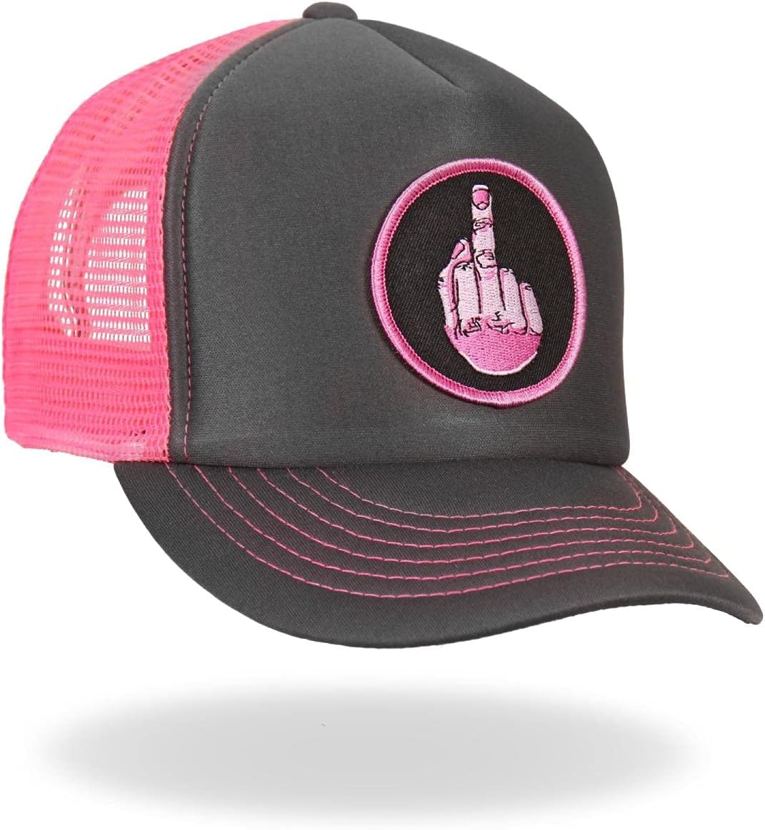 Milwaukee Leather Adjustable Snap Curved Trucker Baseball Cap with Embroidery Pacth On Front MPAHXX