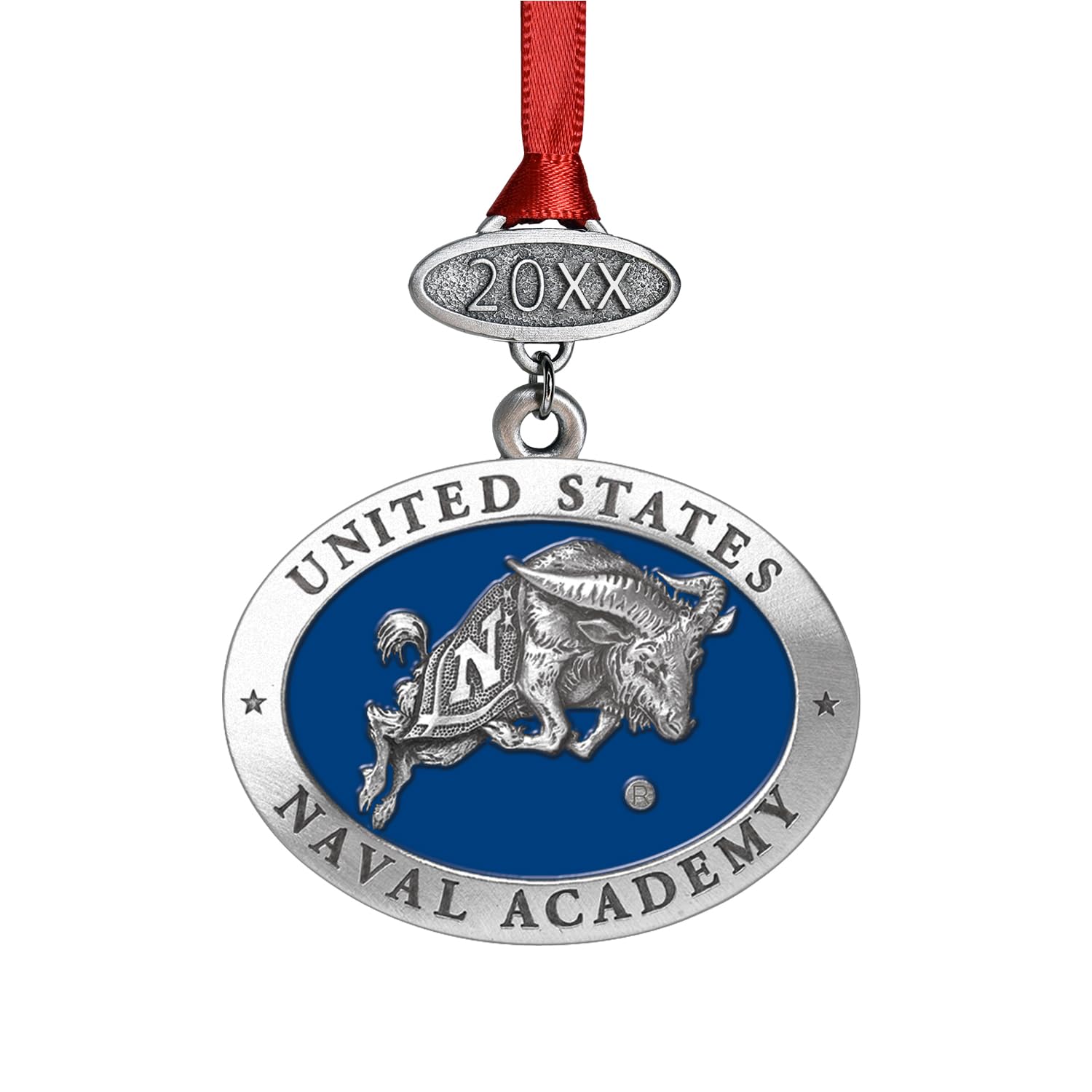 Naval Academy Class of 2026 Ornament | Hand-Sculpted Christmas Tree Ornament | Intricately Crafted Metal Pewter Alma Mater Inlay by Heritage Pewter