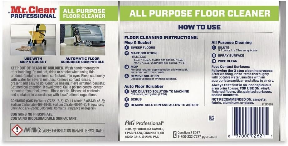 Mr. Clean 2621 Low-Suds Finished Floor Cleaner - 3 / CS