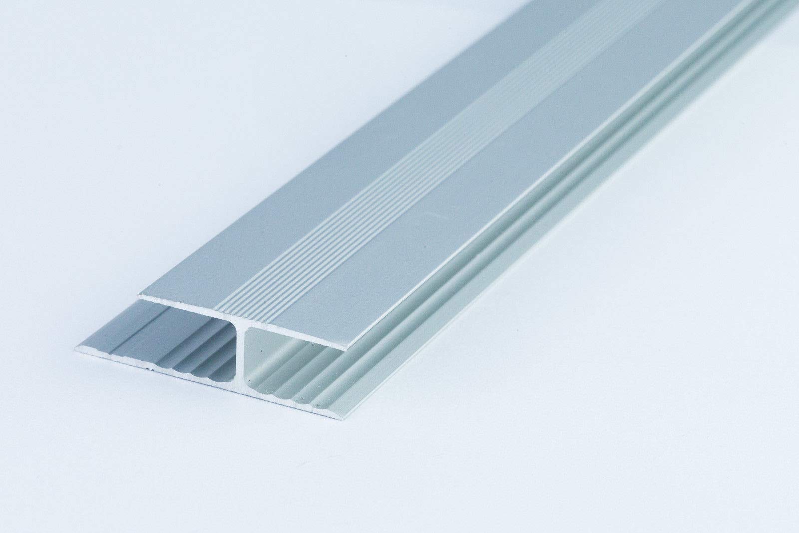 Twin Grip Aluminium 1M Laminate Connector Threshold Door Floor Trim TMW Profiles (Silver)