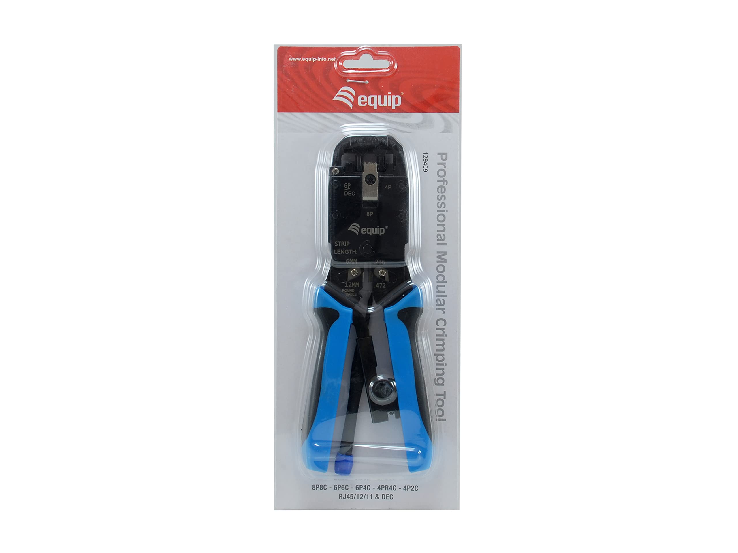 Equip 129409 Outil de sertissage modulaire professionnel Pince à sertir RJ45 8P8C Profi 4P/2C 4P/4C 6P/4C