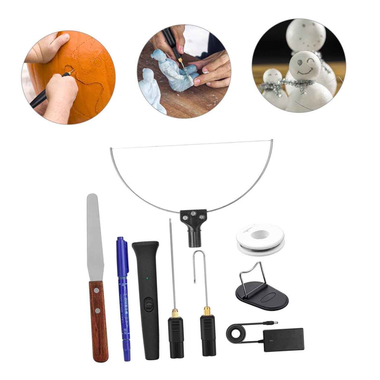 ULTECHNOVO Coupe-Mousse Électrique à Fil Chaud 9 Pièces pour Loisirs Créatifs, Outil sans Fil Ergonomique en Abs et Acier Inoxydable, Découpe Précise de Panneaux de Mousse, Usage