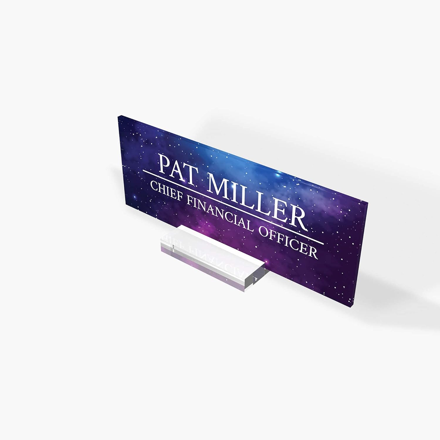 Personalized Desk Name Plate for Office Sign Modern Office Women Decor Home Desk Name Plate Teacher Desk Name Sign Holder Galaxy Sky - (8"x3")