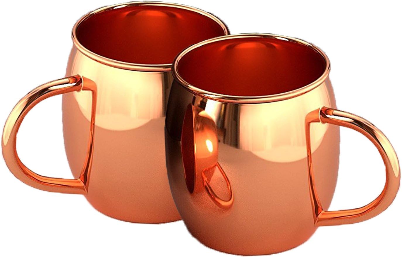 PARIJAT HANDICRAFT Solid Copper Moscow Mule Mugs Pure Solid Copper No Lining Smooth Finish 16 oz Copper Mug Set of 4