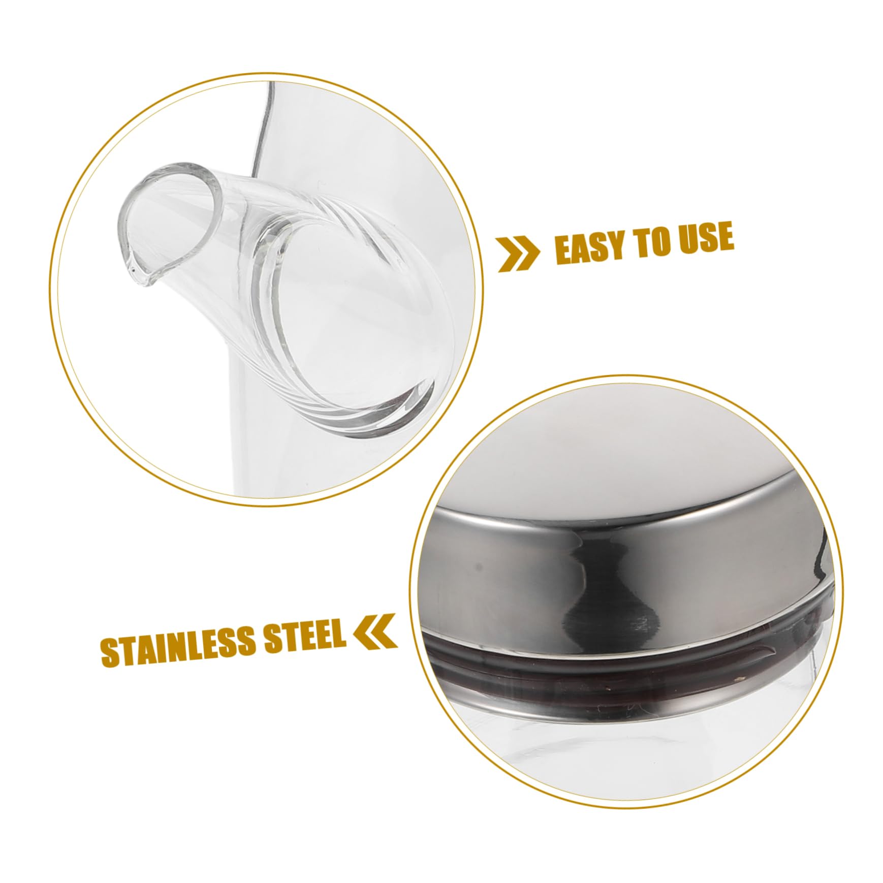 Oliera in Vetro Grande Capacità Acciaio Inox e Silicone | Contenitore per Olio da Cucina, Recipiente Salvagoccia, Bottiglia Pratica per Uso Quotidiano