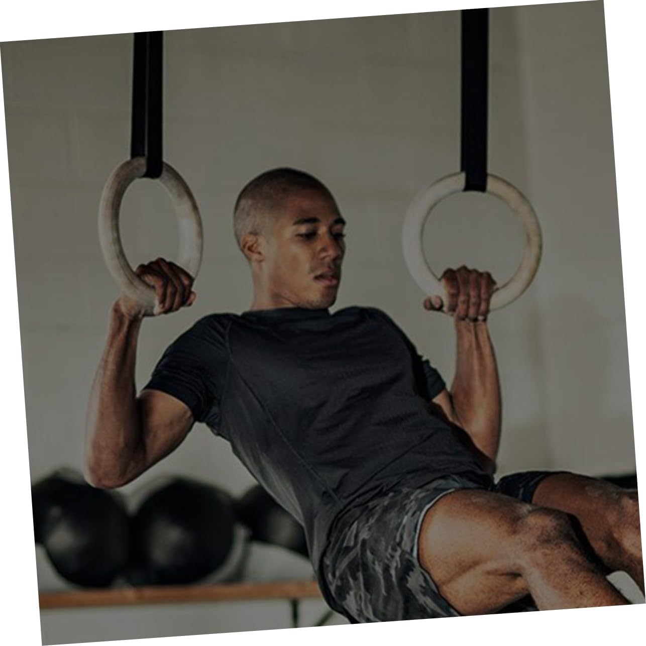 Wood Gymnastics Rings Premium Strength Training Supplies for Home Gym Adjustable Height Engages Core Versatile Workout Equipment for Pushups Dips and More