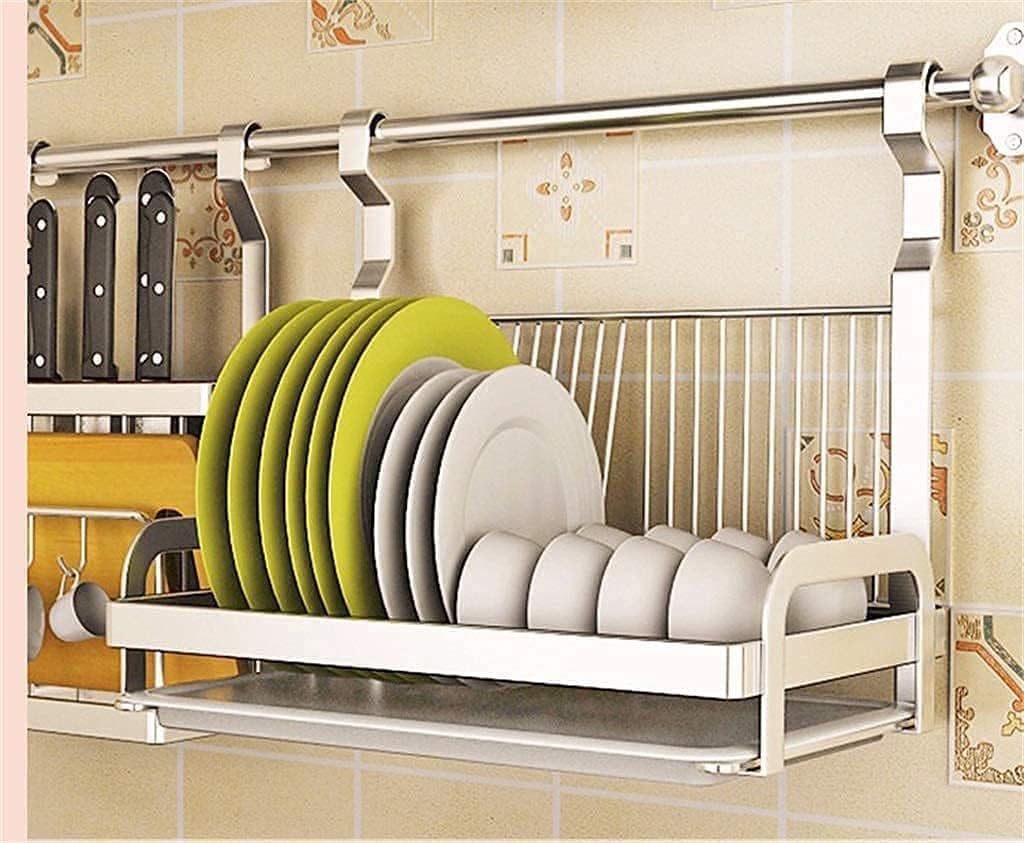 Dish Rack Multi-Purpose Kitchen Wall Dish Rack Dish Drainer with Cutlery Tableware Draining Drying Dish Drying Rack
