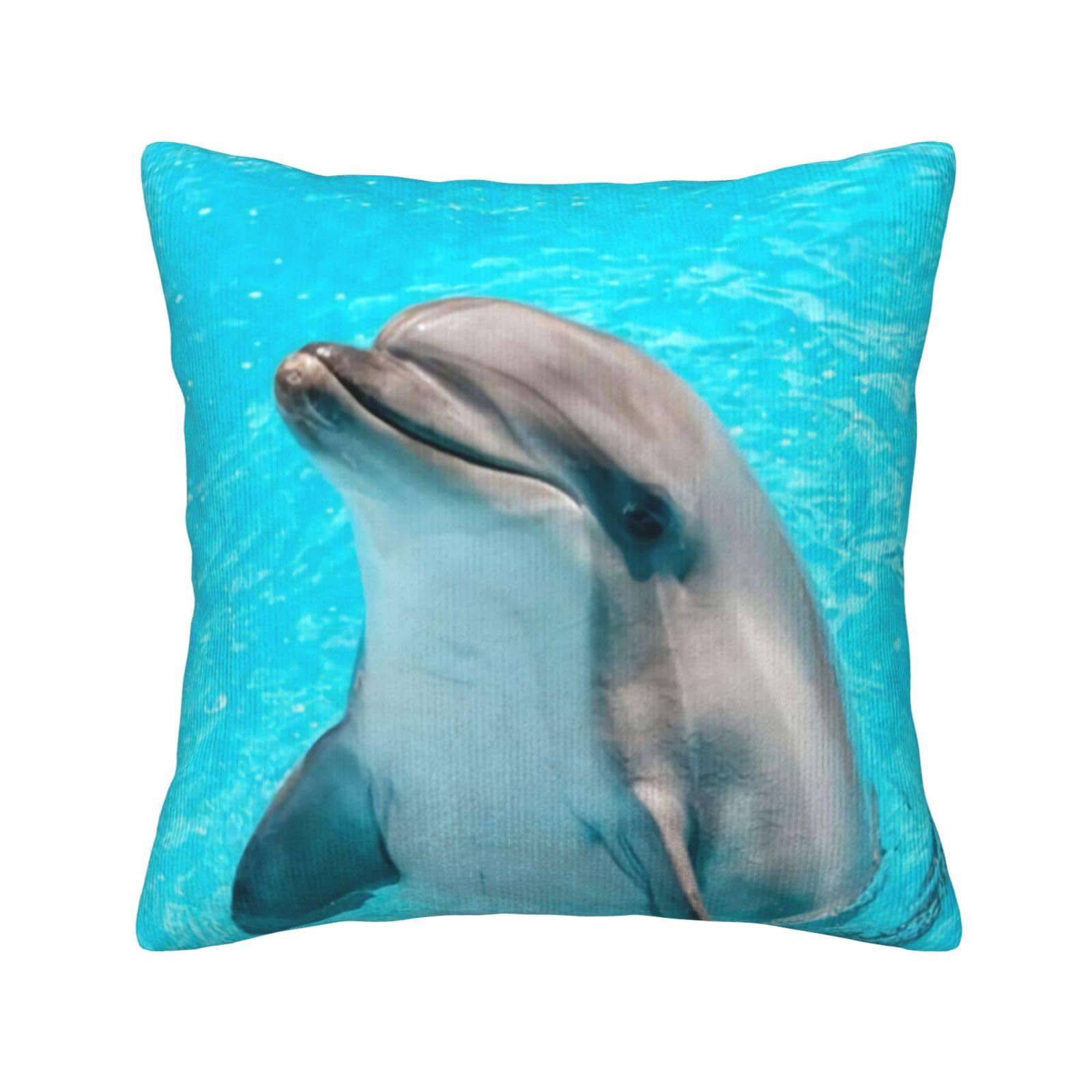 Housse de coussin dauphin en velours côtelé taie décorative canapé lit 45x45