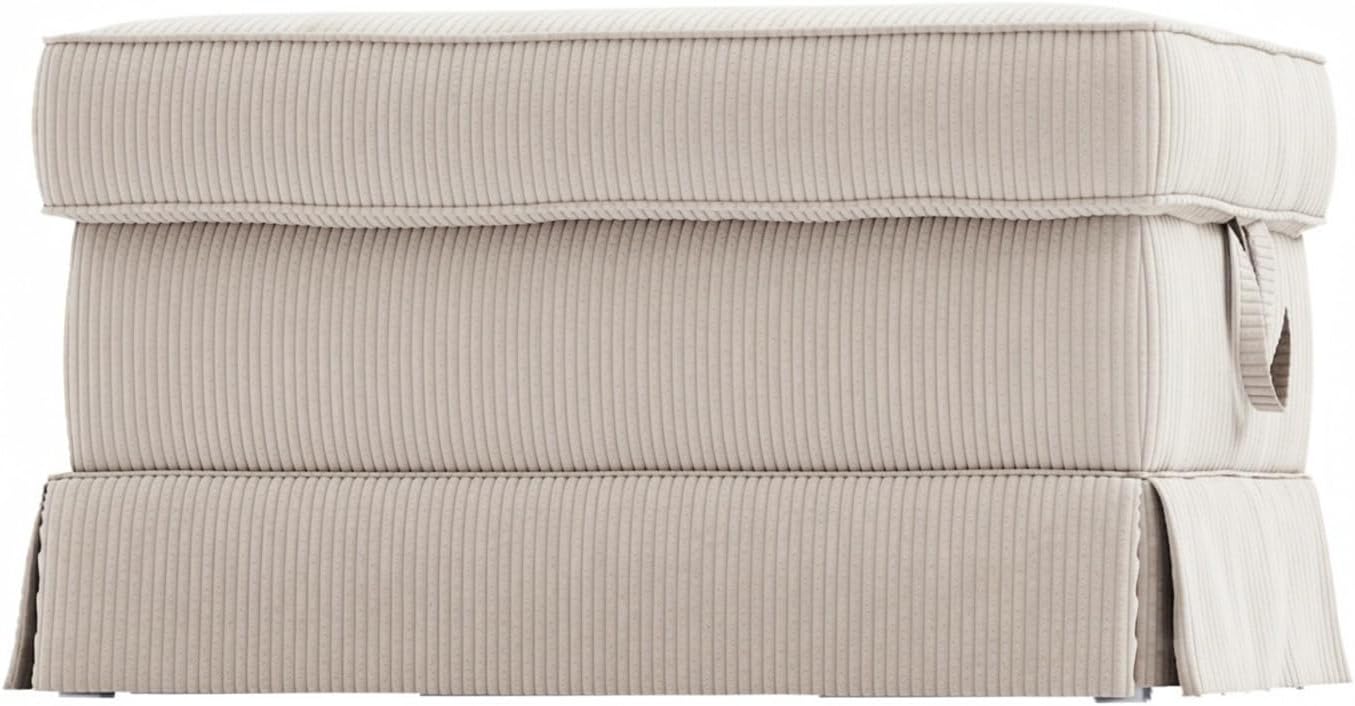Heavy Duty Corduroy Sofa Slipcover Replacement Compatible with IKEA Ektorp Footstool Covers (Corduroy Beige Ottoman)