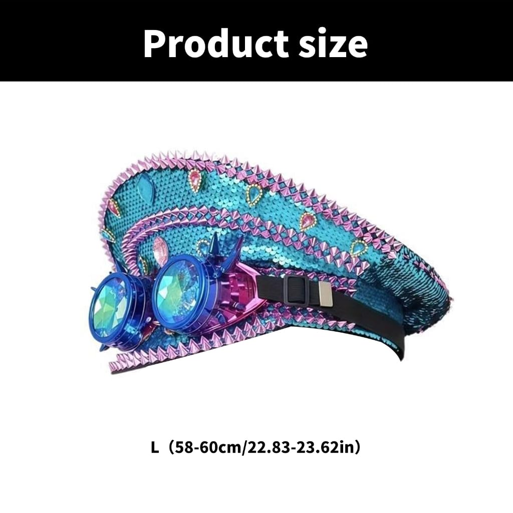 Chapeau marin à rivets pour événements décontractés et formels avec strass cloutés pour cosplay, festival de musique, accessoires de jeu de rôle