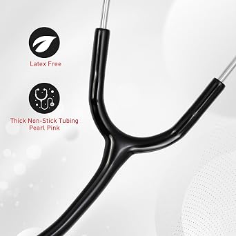 SCIAN Stethoscope Dual Head for Nurses, Doctors, Adults, Med Students, Classic Stainless Steel Stethoscope Home Use Medical Supplies with Carrying Bag, Black Tube
