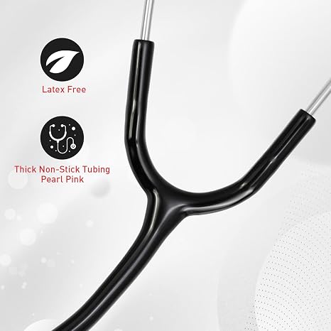SCIAN Stethoscope Dual Head for Nurses, Doctors, Adults, Med Students, Classic Stainless Steel Stethoscope Home Use Medical Supplies with Carrying Bag, Black Tube