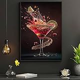 XINBAO Impresión artística en lienzo de cóctel, decoración de pared moderna para sala de estar, color blanco, pintura sobre lienzo, impresiones artísticas en lienzo (21 x 30 cm/marco interior)
