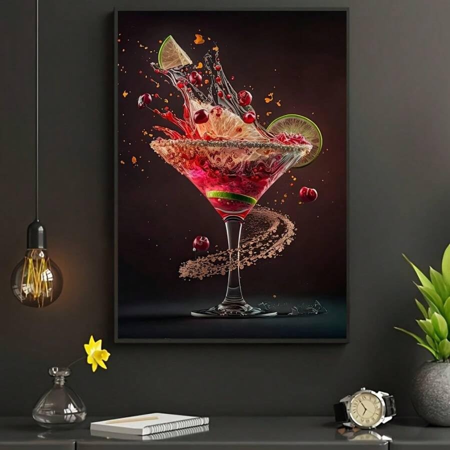 Toile de cocktail XINBAO peinture sur toile décoration murale de salon moderne 80 x 110 cm