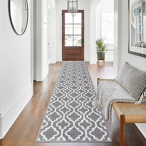 SHACOS Long Hallway Runner Rug Non Slip 60 x 240 cm Grey Washable Carpet Runners for Hallways Extra Long Hallway Hall Runner Narrow Rug Entryway Runner Floor Carpet Runner for Hallway Kitchen Entryway