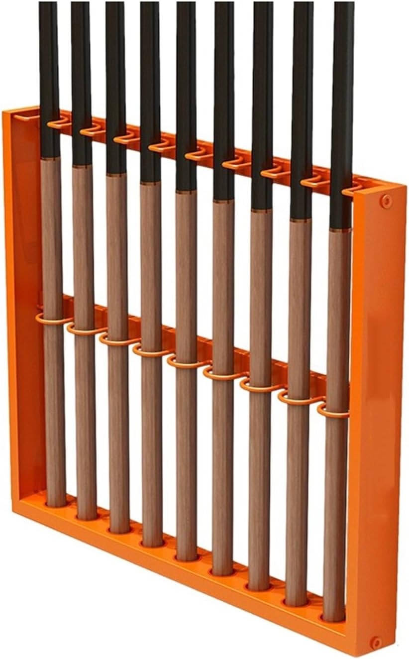 Wall-mounted Pool Cue Holder,6/9/12 Hole Billiard Cue Display Stand,for Snooker Game Room Clubs Gymnasiums Storage Rack(Orange,9-Hole)
