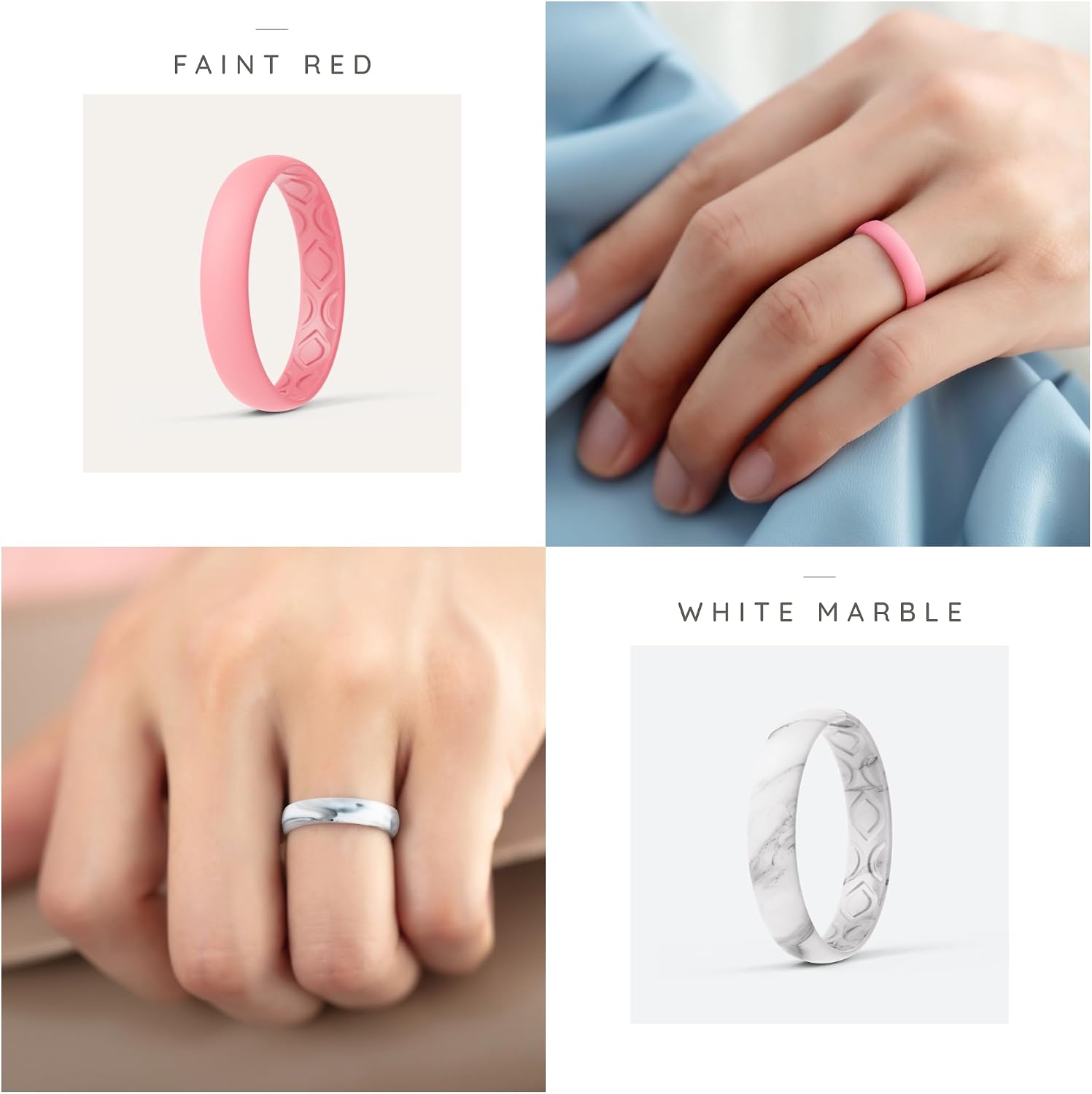 ThunderFit Women Breathable Silicone Bridal Rings Sets For Her, Wedding Bands - 4mm Wide, 1.5mm Thick - 1-12 Variety Multipack