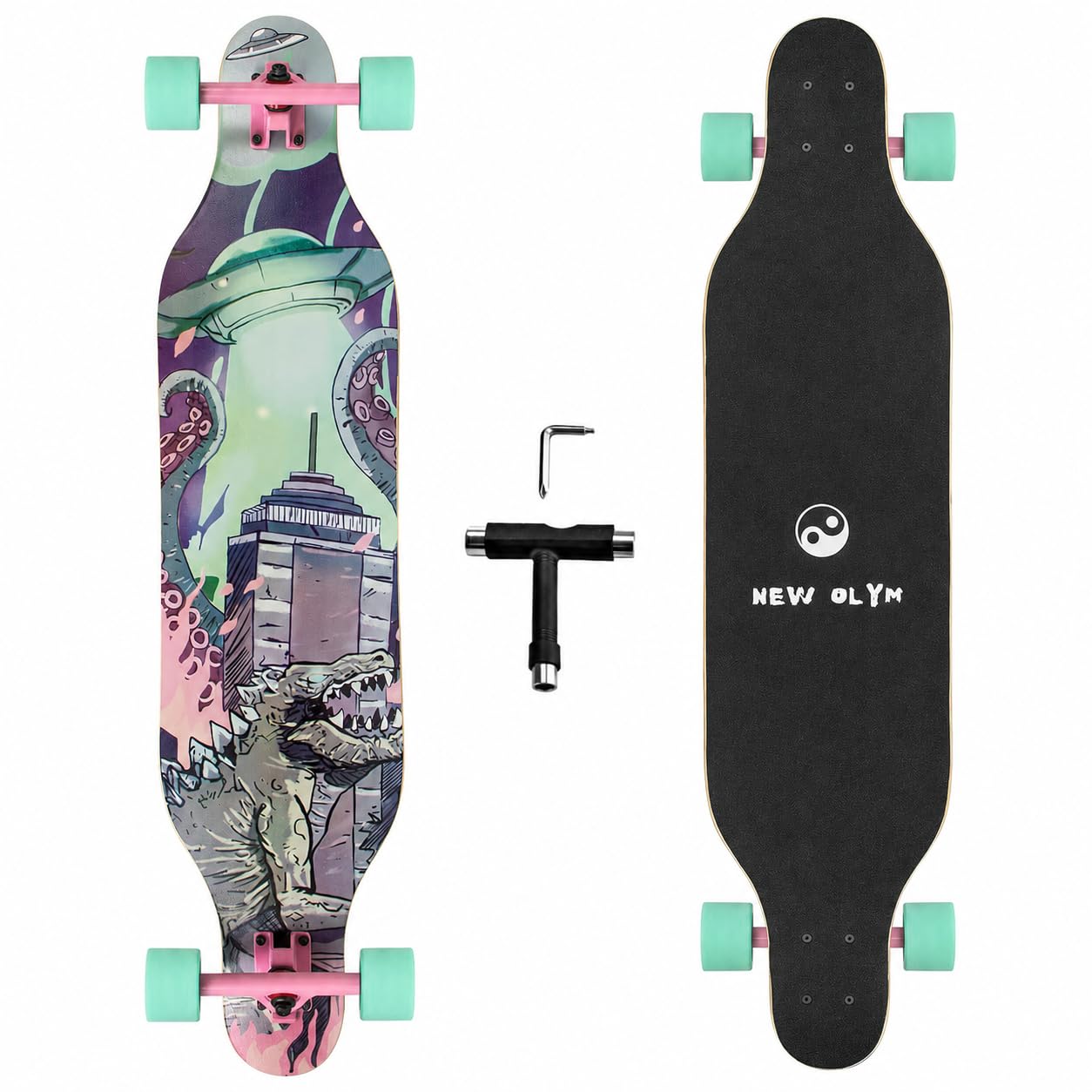 41'' Longboard Skateboard 8 Layer Canadian Maple by New Olym