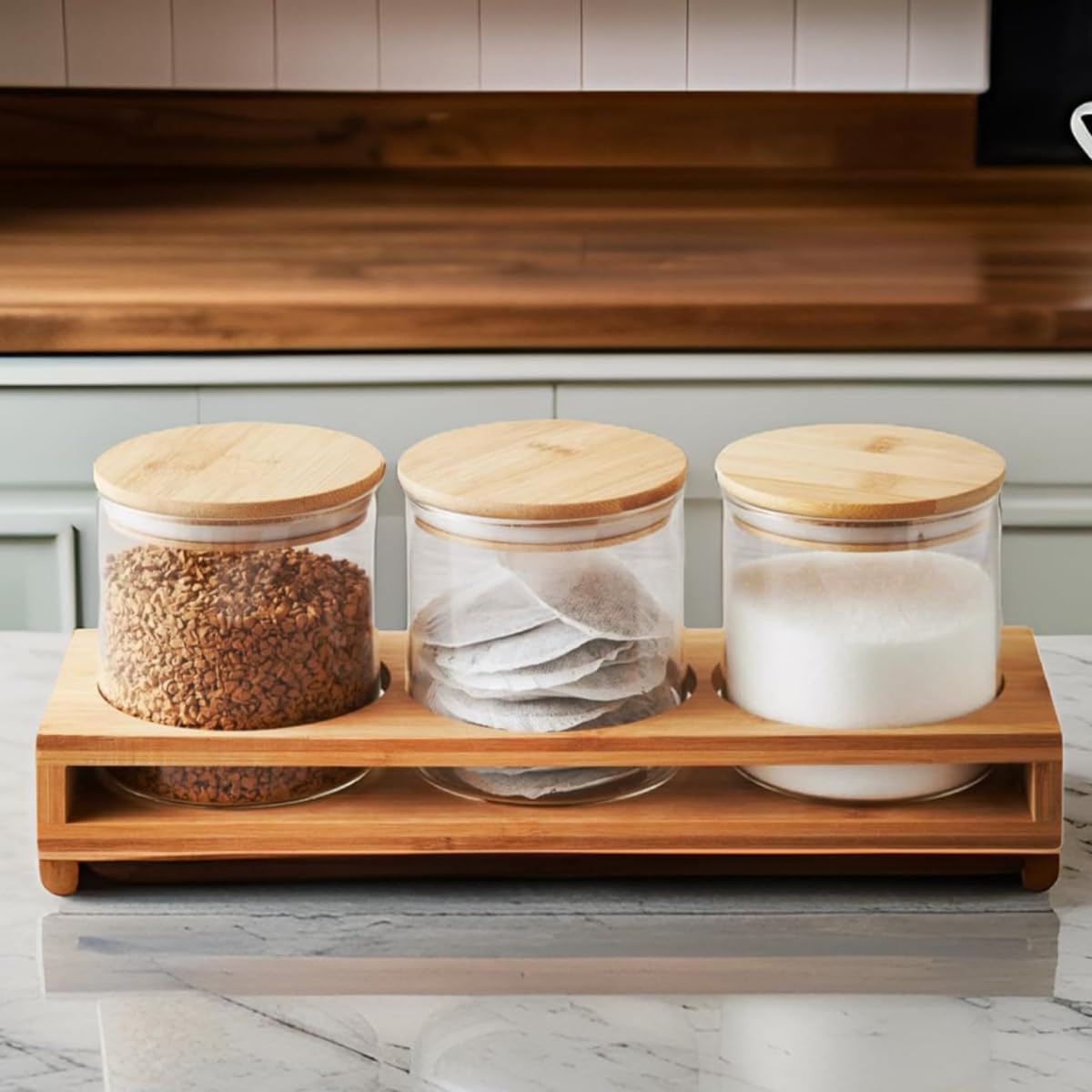 Dylex Set Of Glass Tea Coffee Sugar Jars Canisters Desertcart