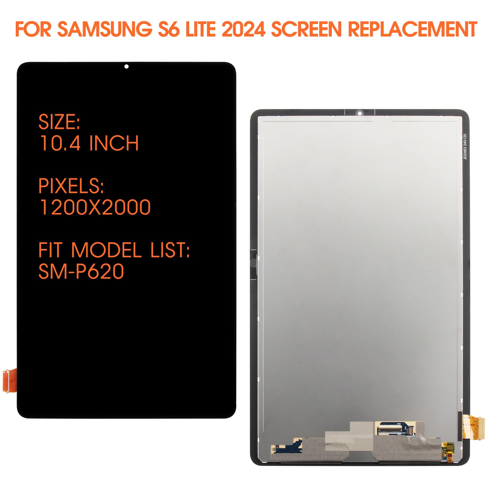 Écran LCD pour Samsung Tab S6 Lite LCD Display pour Samsung Galaxy Tab S6 Lite 2024 SM-P620 SM-P625 10,4" Ecran Replacement Écran Tactile Digitazer Assembly avec Réparation Kit, Noir