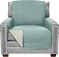 Vista 23 de Sofa Shield - Funda para sofá Loveseat con correa patentada, protector de cojines, funda reversible resistente a manchas y desgarros de perros