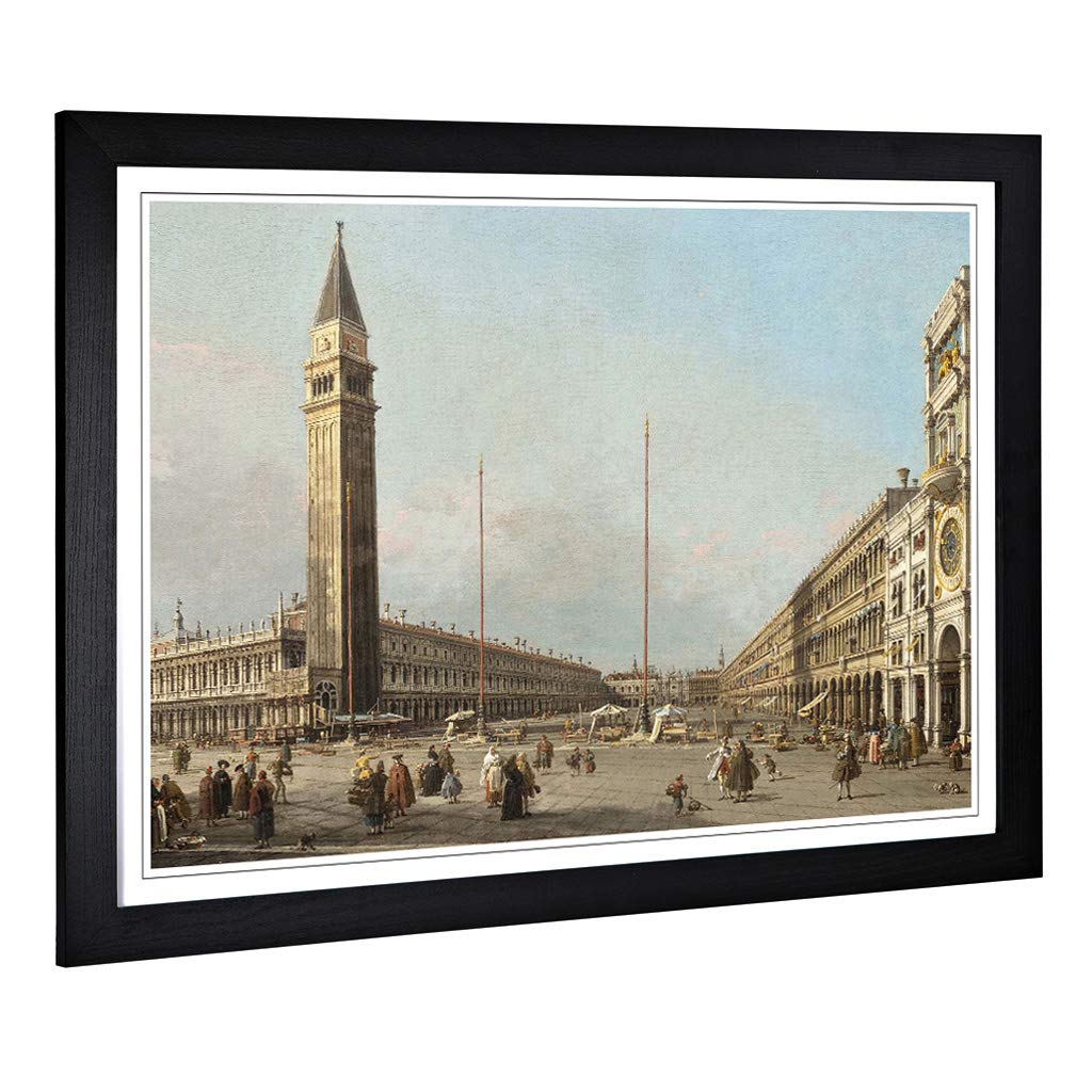 Big Box Art Framed Print of Giovanni Canaletto Piaza San Marco Design | Wall Art Picture | Home Decor for Kitchen, Living Room, Bedroom, Hallway, Black, A2 / 24.5x18 Inch / 62x45cm