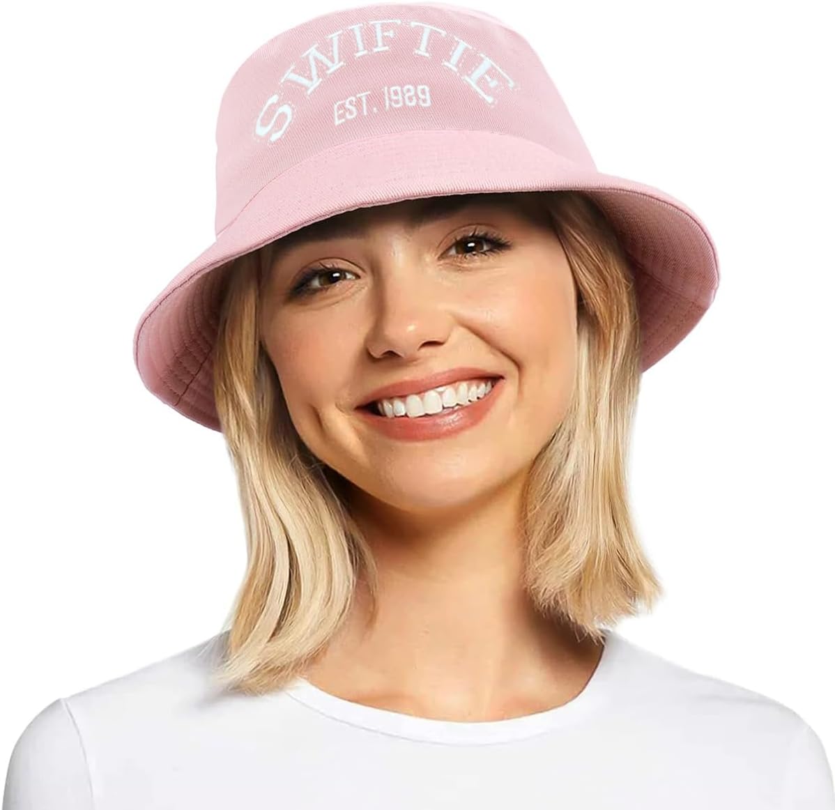 PALAY® Bucket Hat for Women and Girls Stylish Pink Letter Taylor Swift Sun Protection Beach Hat Outdoor Fisherman Cap
