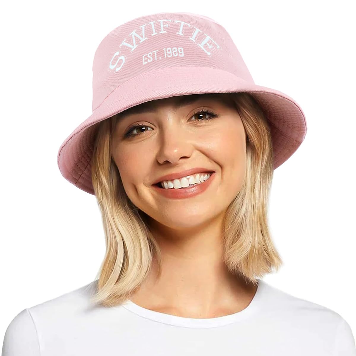 PALAY® Bucket Hat for Women and Girls Stylish Pink Letter Taylor Swift Sun Protection Beach Hat Outdoor Fisherman Cap