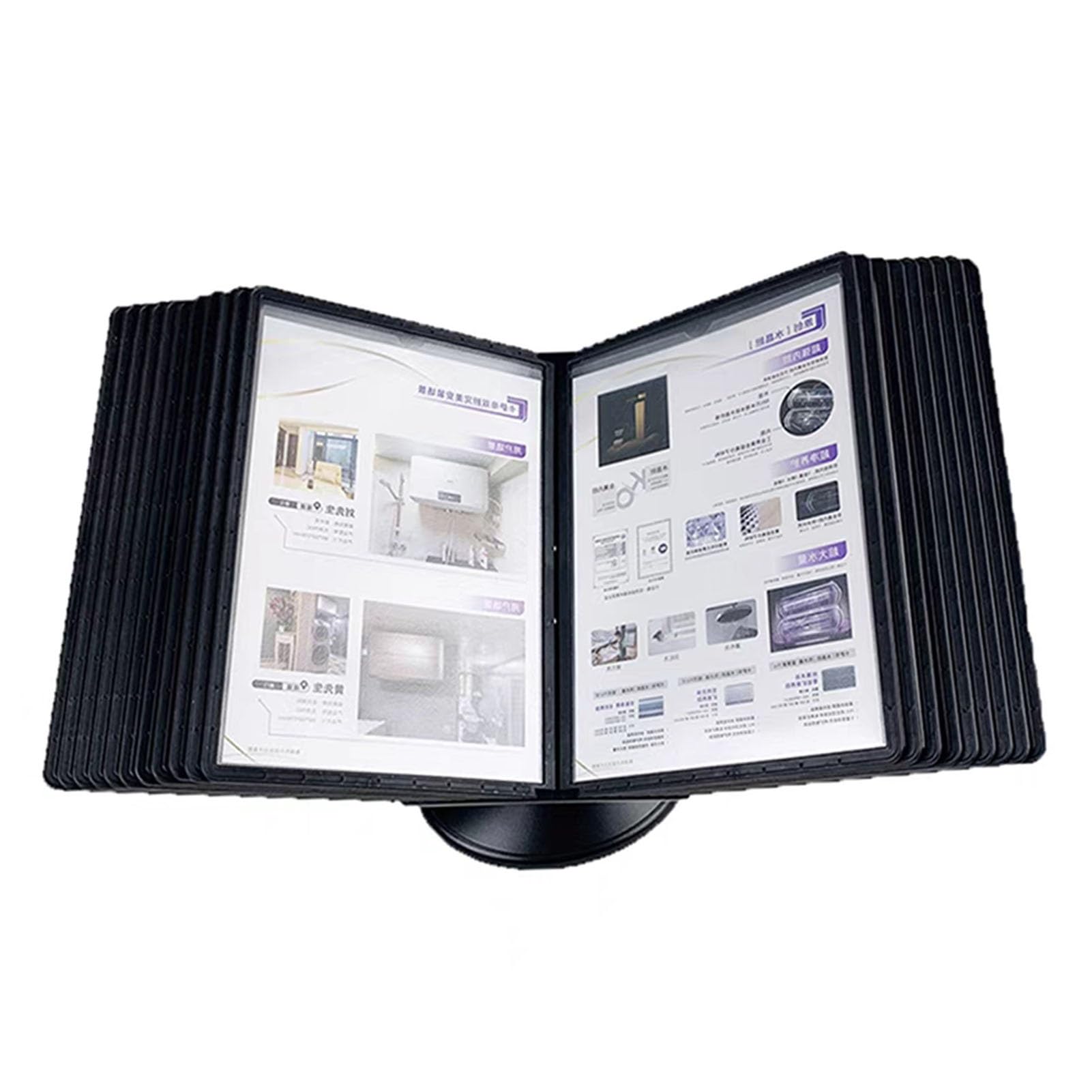 OLSKFUH Folders, Adjustable Desk Flip File Holder, 10 And 20 Display Pockets, Letter-Size, Wall Mount Reference Organizer, For Office Display And Storage A4 Documents, Black Base,size_name-10 pages