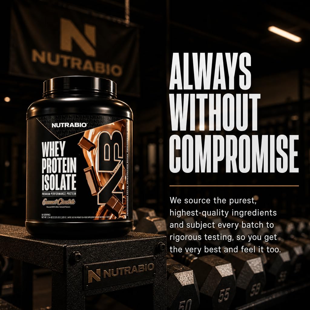 NutraBio 100% Whey Protein Isolate Protein Powder, 25g Protein with Complete Amino Acid Profile, Non-GMO, Soy & Gluten Free, Low Carb, Low Calorie Whey Protein Powder, Gourmet Chocolate, 50 Servings — Amazon image 6