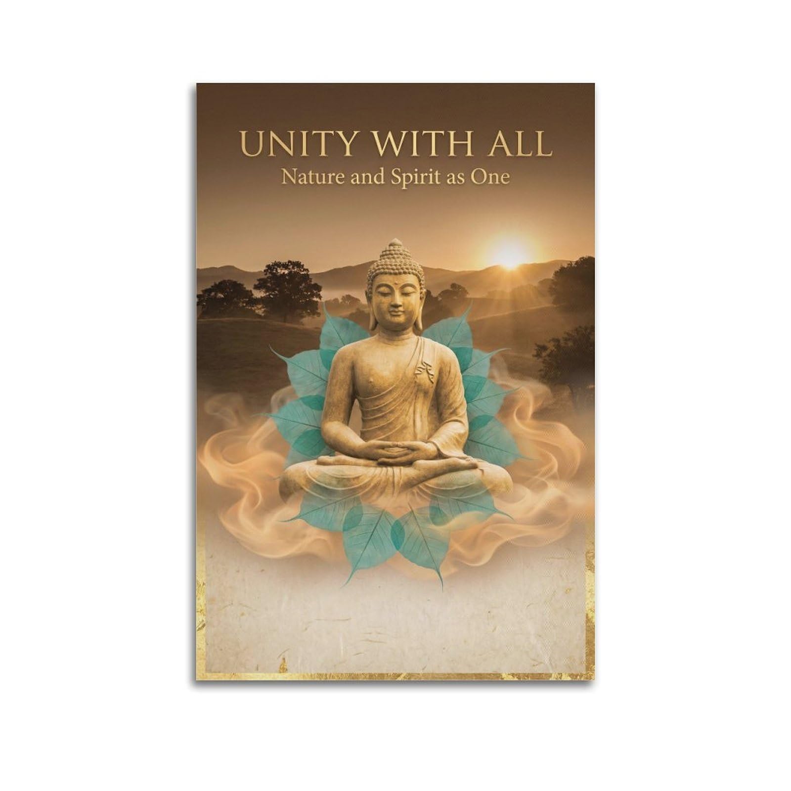 OKNGB Buddha Nature Poster Seated Statue Landscape Meditation Decorative Painting Canvas Art Picture 20x30inch(50x75cm)