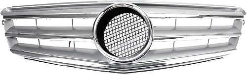Topteng Rejilla frontal con emblema LED, repuesto de rejilla superior delantera para BENZ W204 C300 C350 2008-2014, no compatible con C63 AMG