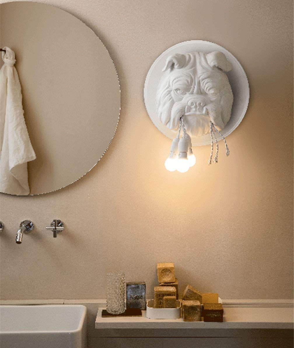 Creative Bulldog Lampe murale Sconce Tête d'animal Chambre à coucher Chambre à coucher Lights Lampadaire Lampadaire Lampe d'éclairage d'éclairage pour la chambre à coucher Salon Etude Cafe Bar