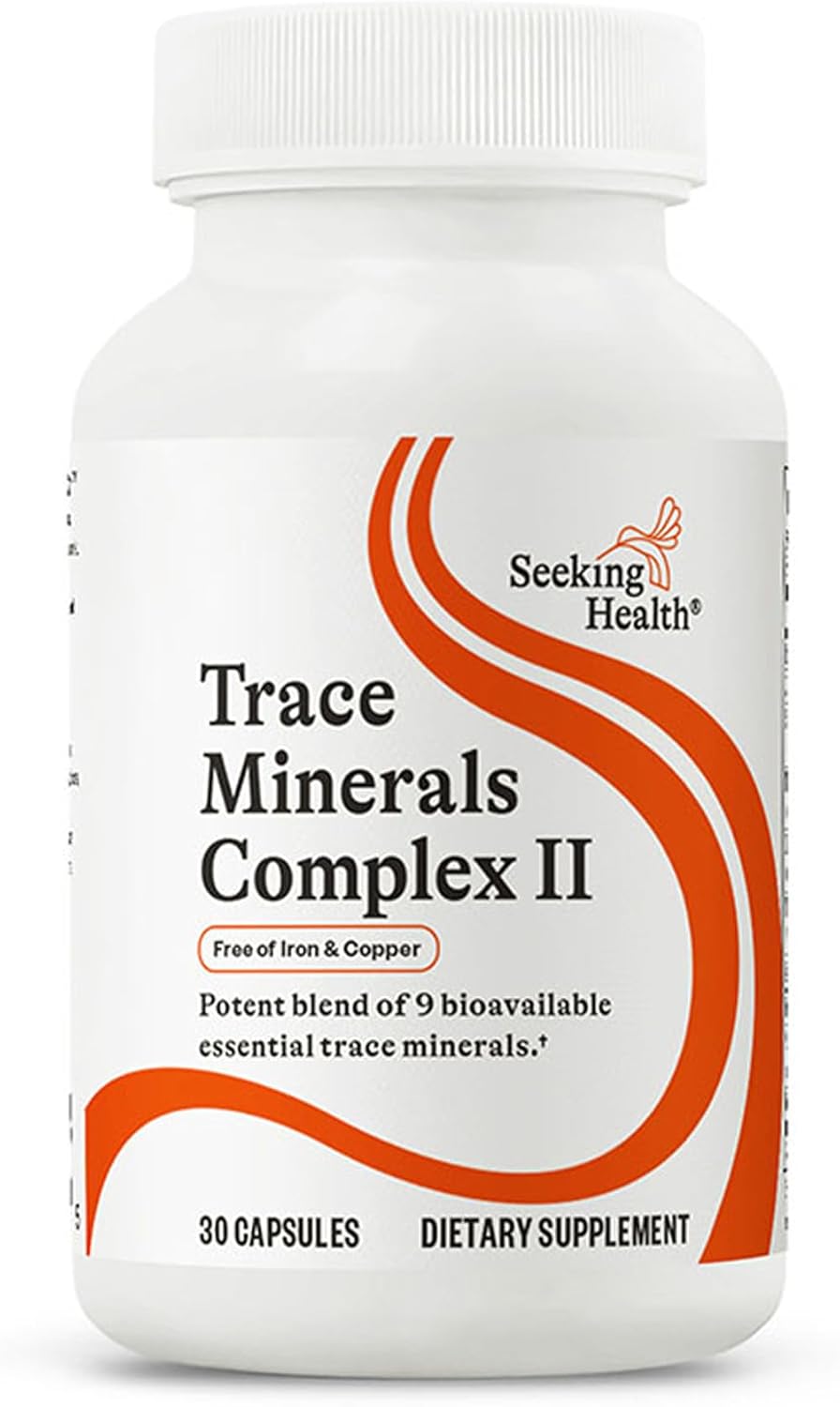 Seeking Health Trace Minerals Complex II - Immune Health &amp; Brain Health Supplement with Zinc &amp; Selenium - Copper- and Iron-Free Formula - Energy, Skin &amp; Hair Support Supplement - 30 Capsules