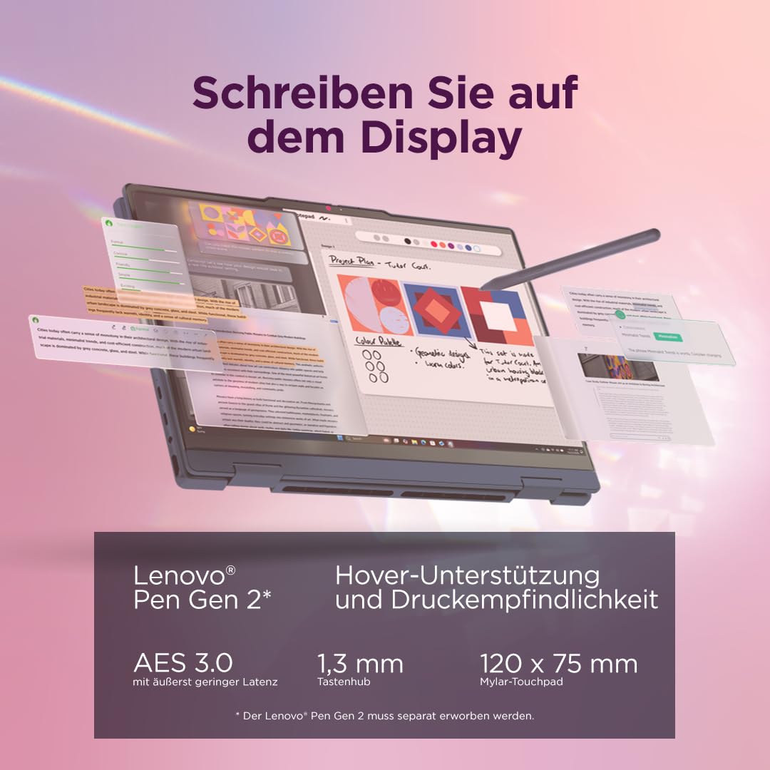 Lenovo IdeaPad 5 2in1 Laptop | 14" WUXGA Touch Display | AMD Ryzen 7 250 | 16GB RAM | 512GB SSD | AMD Radeon 780M | Windows 11 | QWERTZ | exkl. Farbe in Cosmic blau | 3 Monate Premium Care