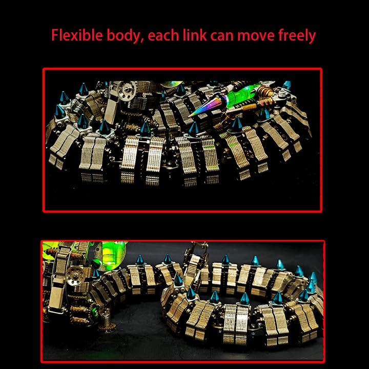 Metalkitor Metalowe puzzle 3D dla dorosłych, zestaw modeli węża kobry, steampunk, ozdoby do samodzielnego wykonania, rękodzieło, łamigłówka, idealne dekoracje pokoju i wybór na prezent (1000 + szt.)