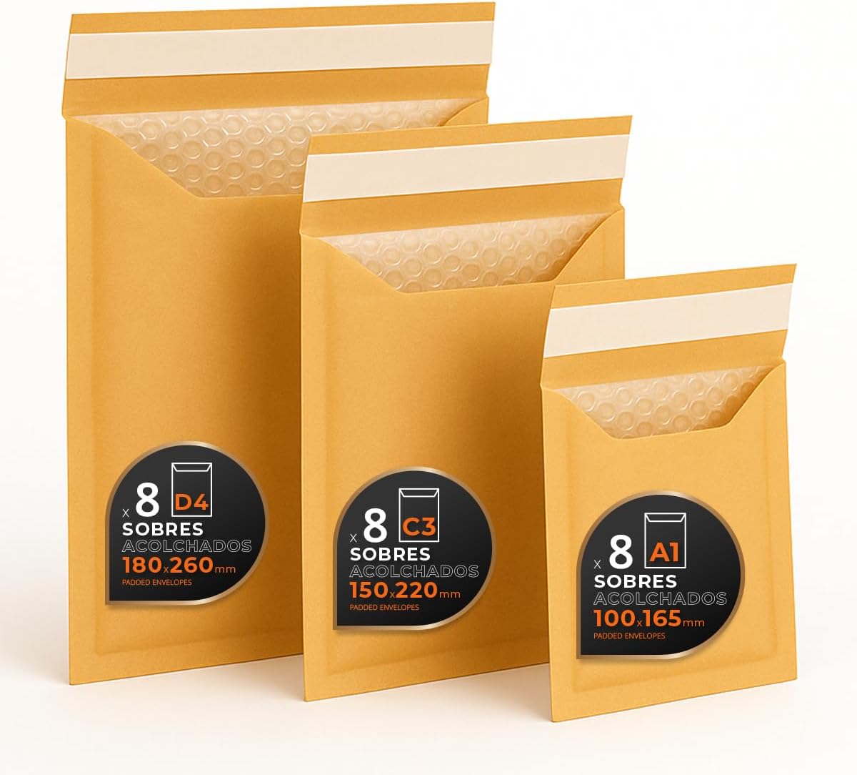 Ofituria 20 Padded Poly Bubble Paper Envelopes, Brown, Shipping Bags with Capacity to Hold Documents with a Maximum Surface of 100 x 165 mm