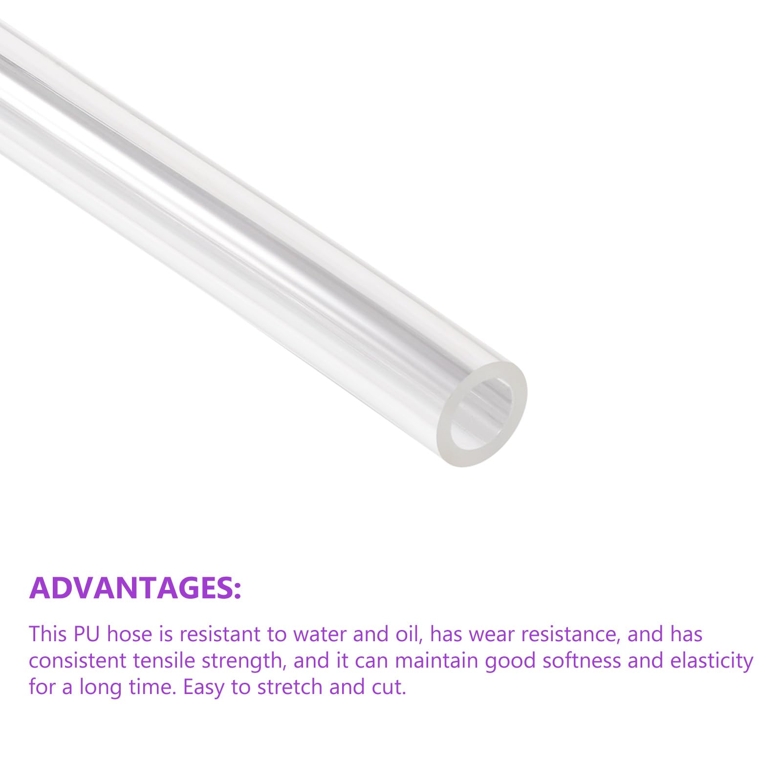 DMiotech 6.5mmx10mm Pneumatic Tubing, 2 Meters/6.6ft Air Compressor PU Line Hose Tube for Water Fluid Transfer Transparent - Image 4