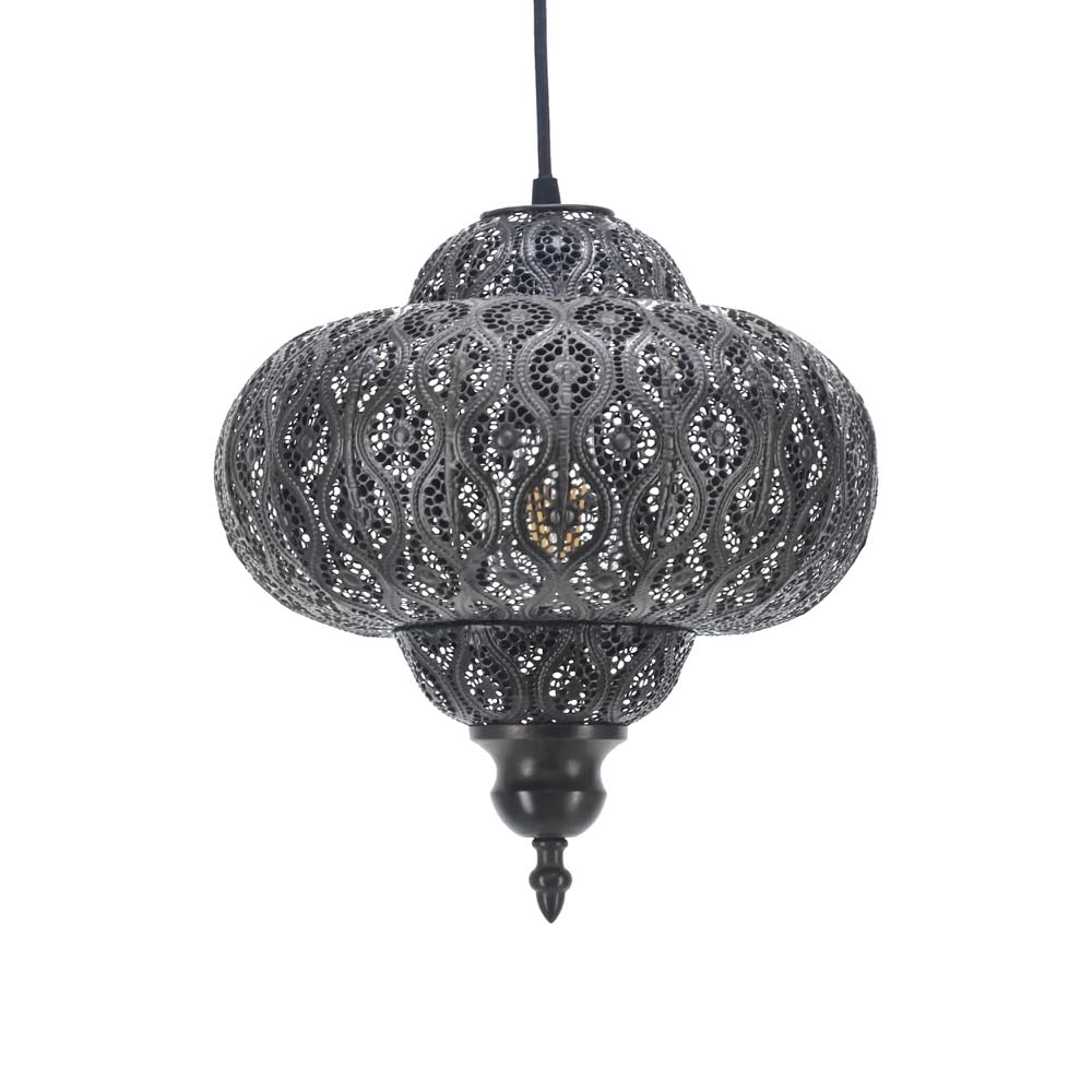 Bronze Moroccan Fretwork Design Ceiling Light Shade, Easy Fit Pendant Lightshade, Height 30cm, Diameter 28cm