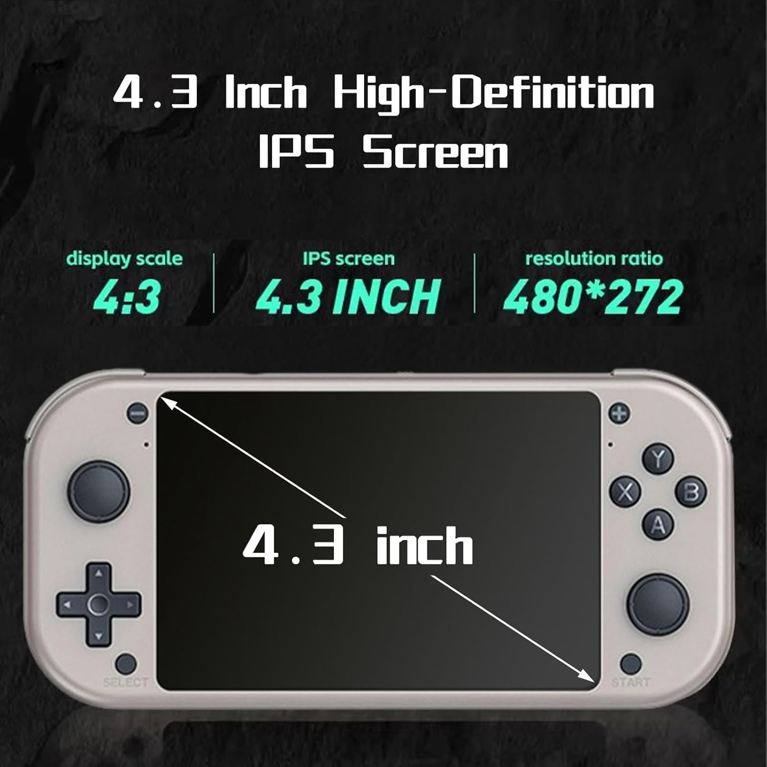 Console de jeu vidéo portable rétro – Écran IPS de 4,3 pouces, système Emuelec, 64 Go, plus de 20 000 jeux, système de jeu classique, rétro