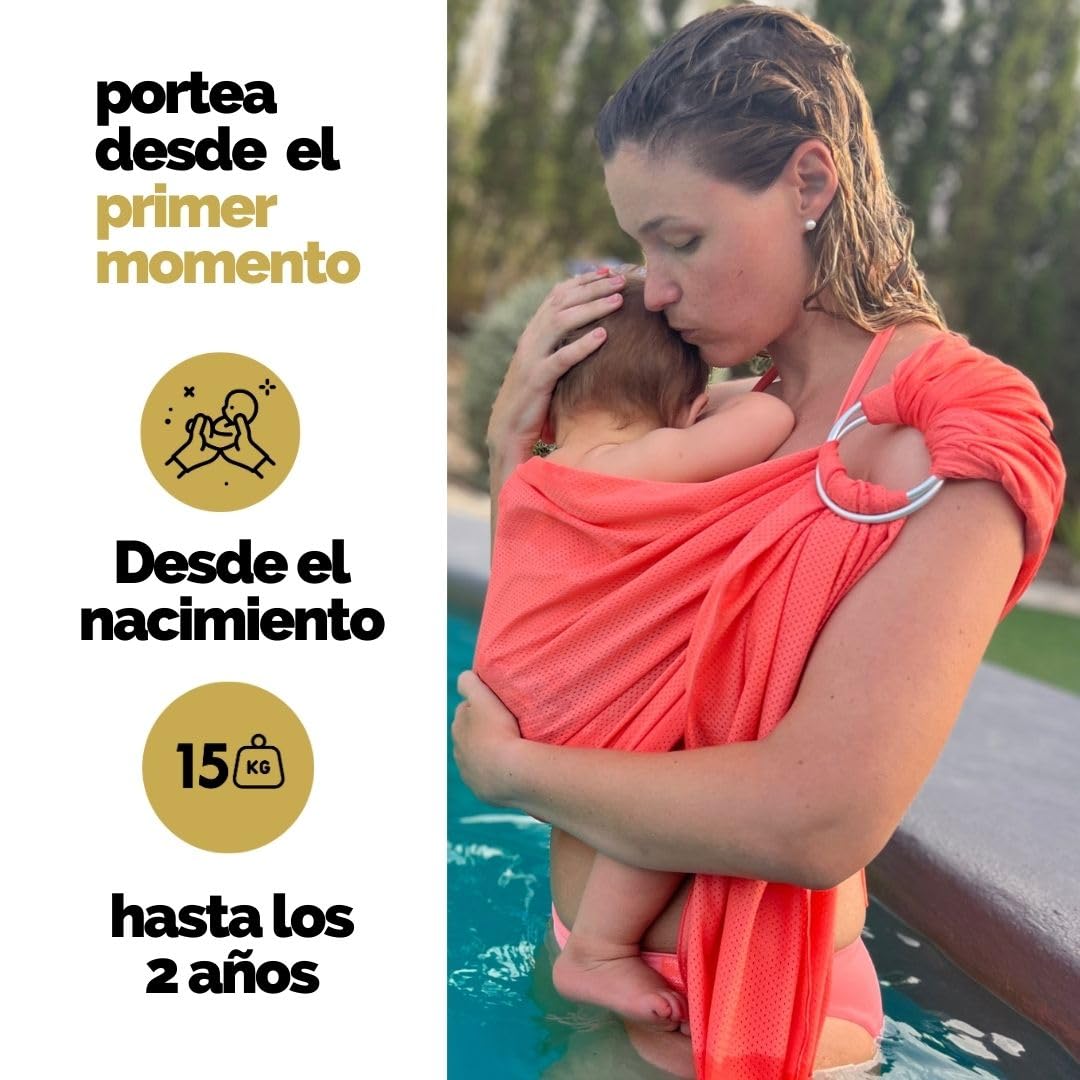 Amarsupiel | Bandolera Portabebe de Agua | Ergonómica y Ajustable | Porta bebes de 0 a 36 meses | Tejido OEKOTEX | Portabebés Ideal para Verano | Hasta 15kg — view 4